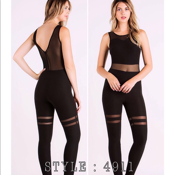 boutique Pants & Jumpsuits New Black Workout Jumpsuit Poshmark